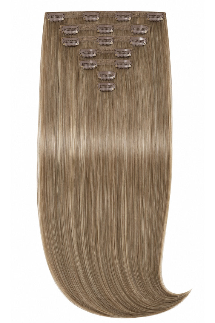 Dark Ash Blonde Clip-In Hair Extensions 100% Human Hair - 7 Piece Set