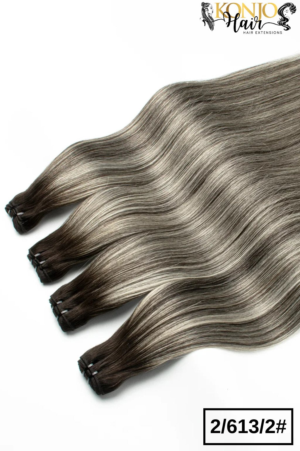2/613/2 dark brown with platinum blonde highlights human hair bundles - wavy front display