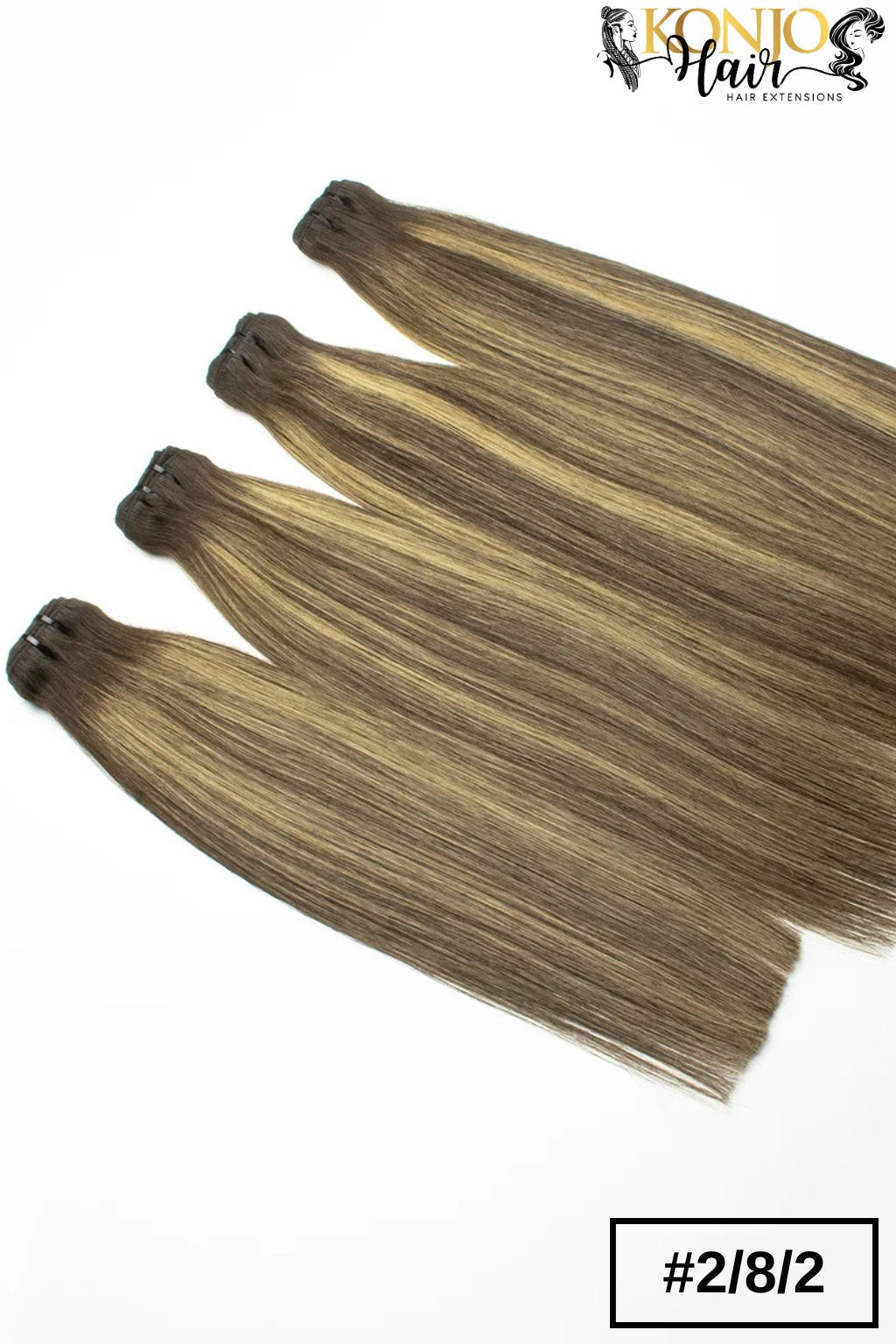 2/8/2 dark brown ash blonde straight bundles - full length layout