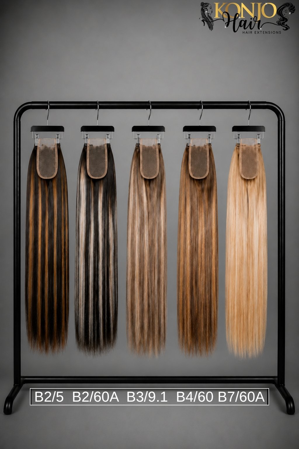Natural looking 5x5 lace closure highlight shades including B2/5, B2/60A, B3/9.1, B4/60 and B7/60A