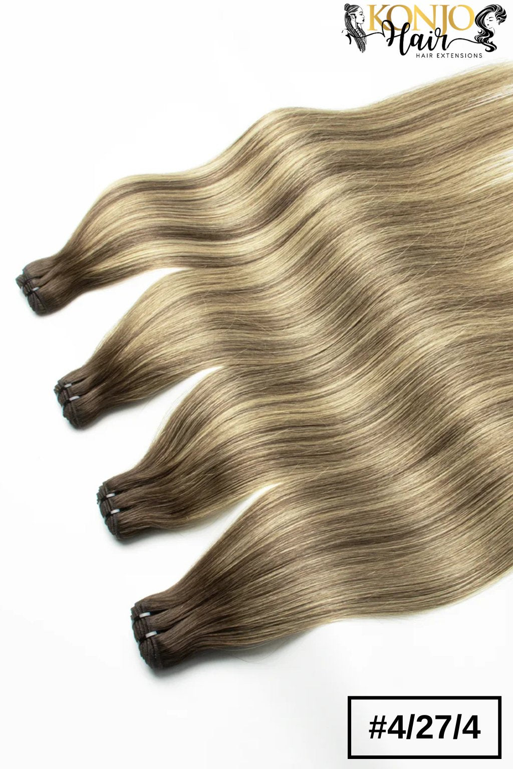 4/27/4 chocolate brown with honey blonde highlights human hair bundles - wavy front display