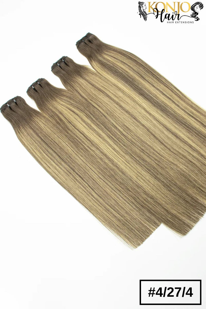 4/27/4 chocolate brown honey blonde straight bundles - full length layout