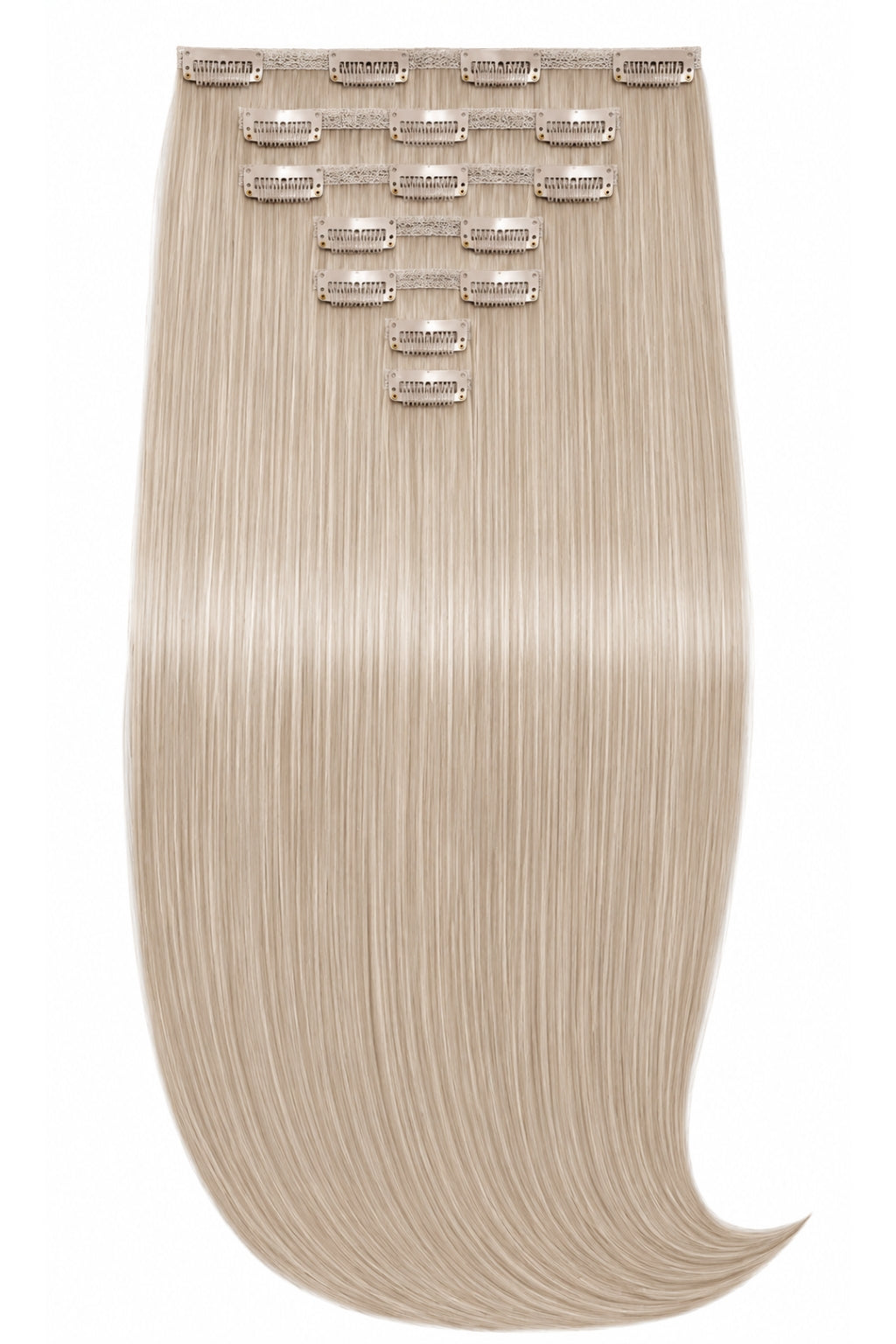 Platinum Blonde Clip-In Hair Extensions 100% Human Hair - 7 Piece Set