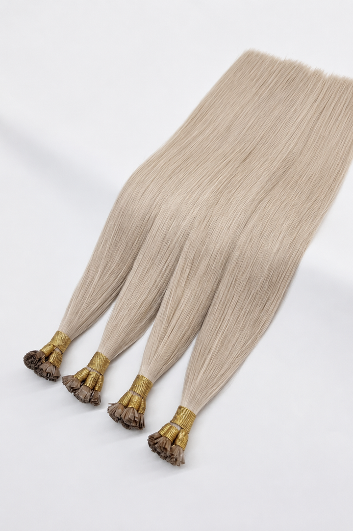 Extra Platinum Blonde Flat Tip Hair Extensions Made From 100% Human Hair