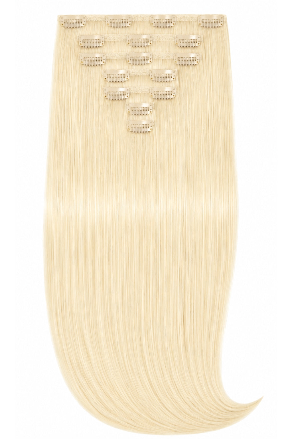 Platinum Blonde Clip-In Hair Extensions 100% Human Hair - 7 Piece Set