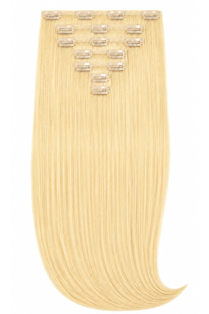 Light Blonde Clip-In Hair Extensions 100% Human Hair - 7 Piece Set