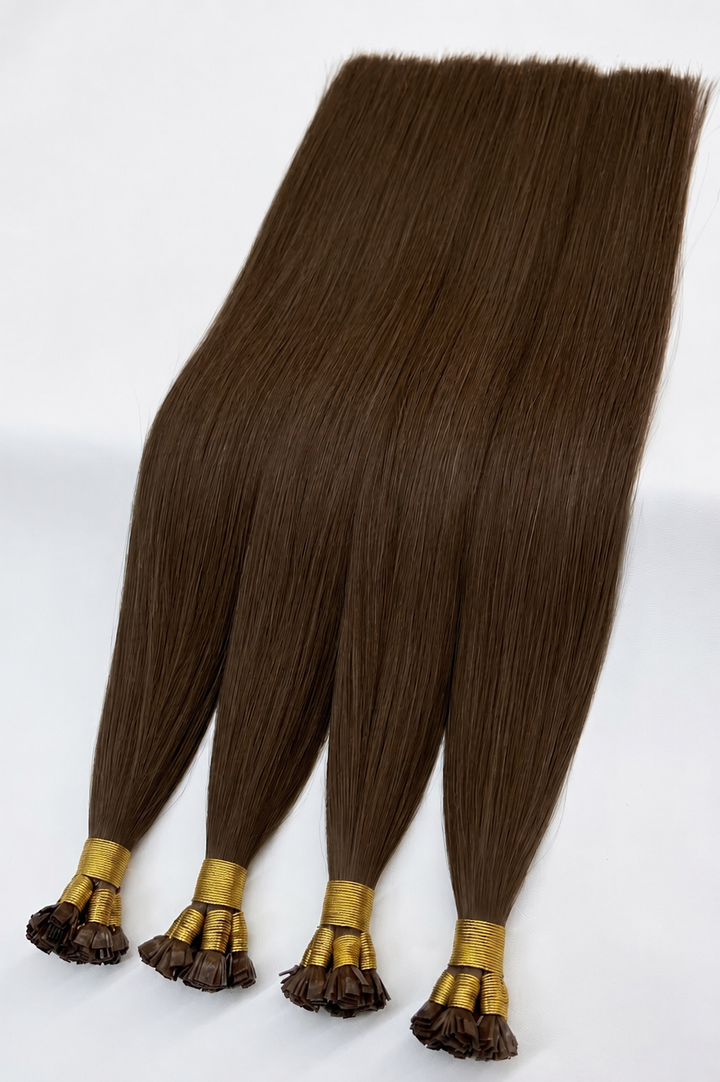 Chestnut Brown Flat Tip Hair Extensions Made From 100% Human Hair