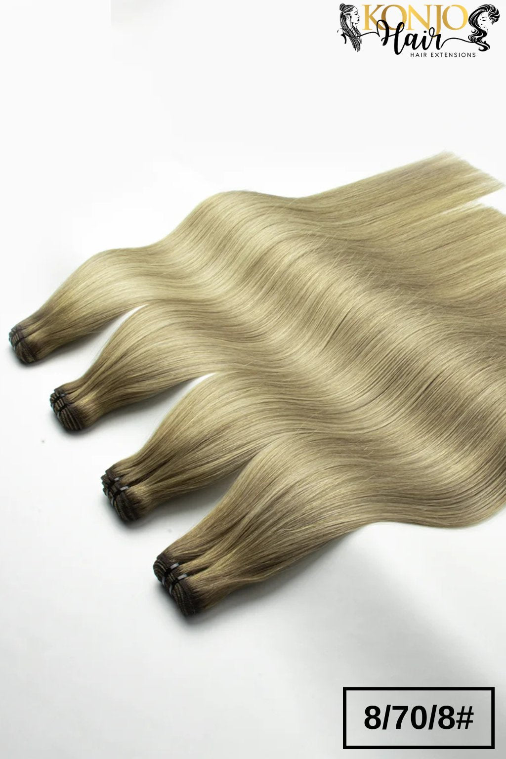 8/70/8 ash beige blonde straight human hair bundles - front display