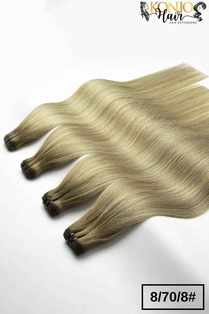 8/70/8 ash beige blonde straight human hair bundles - front display