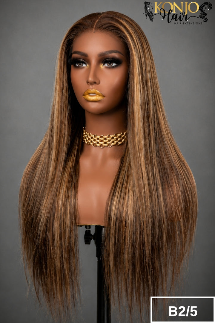  5x5 HD Closure Wig Straight Human Hair Color B2/5 Front View