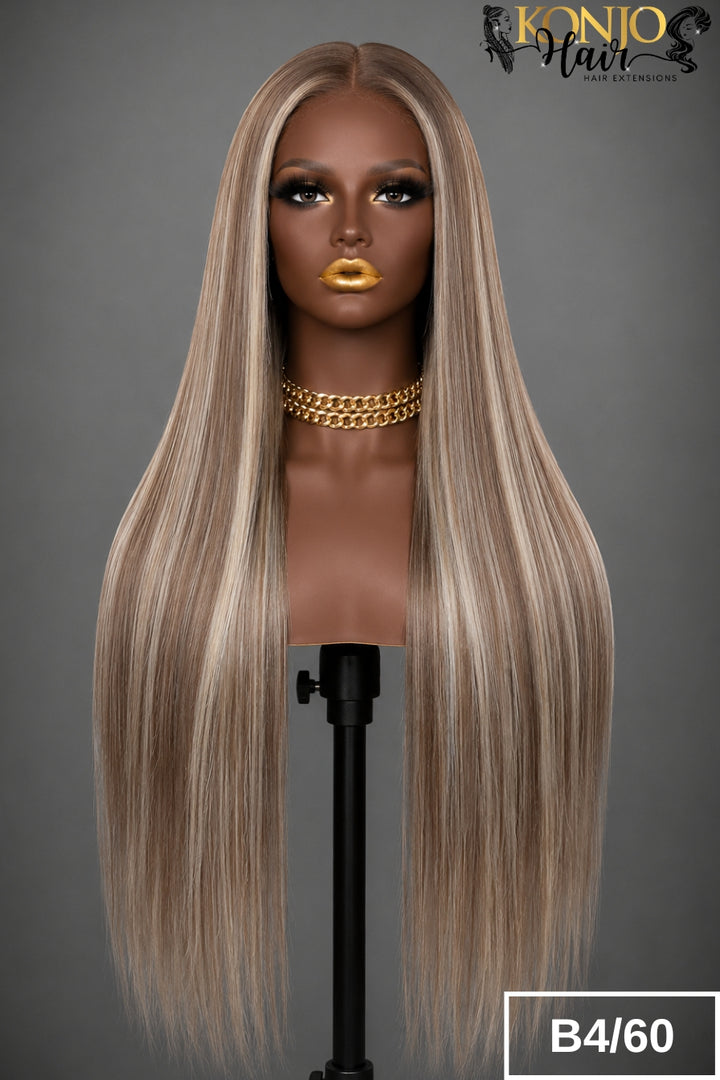  5x5 HD Closure Wig Straight Human Hair Color B4/60 Front View