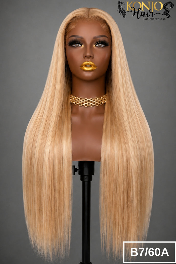 Konjo Hair 5x5 HD Closure Wig Straight Human Hair Color B7/60A Front View