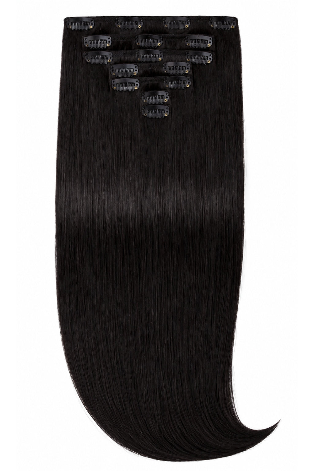 Natural Black Clip-In Hair Extensions 100% Human Hair - 7 Piece Set