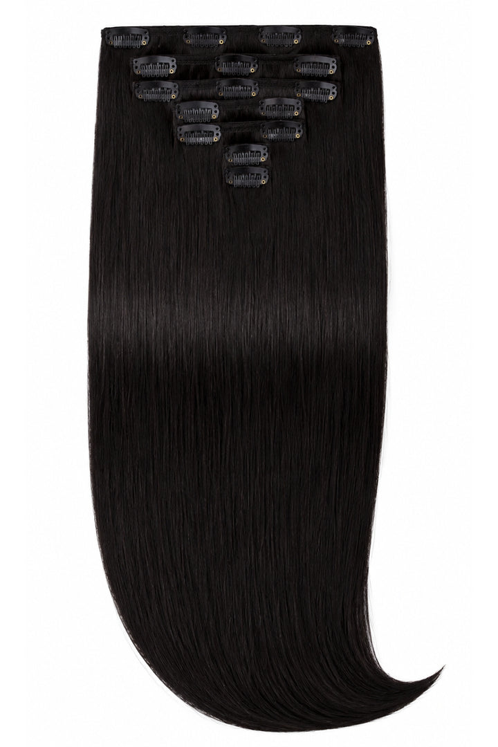 Natural Black Clip-In Hair Extensions 100% Human Hair - 7 Piece Set