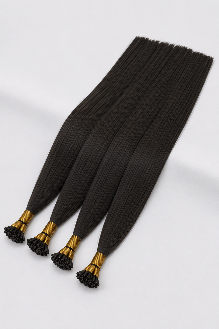 Natural Black Flat Tip Hair Extensions Made From 100% Human Hair