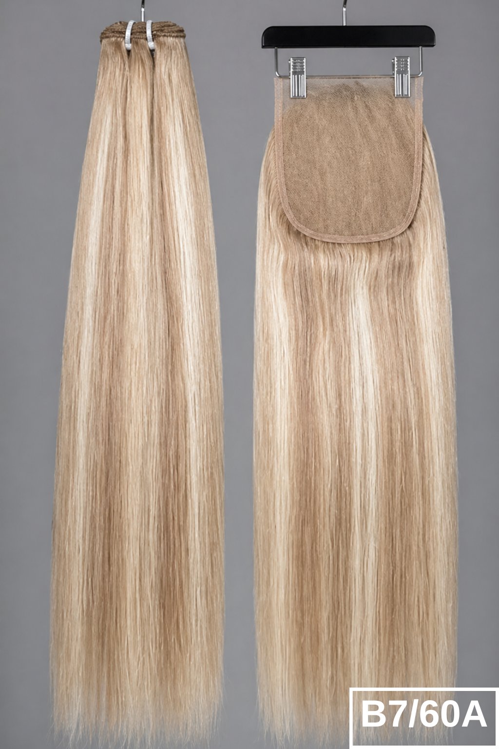 Set 8/70/8 5x5 Closure + bundles: Luxury 5x5 lace closure and bundles in color 8/70/8, light ash brown with soft sand blonde highlights.