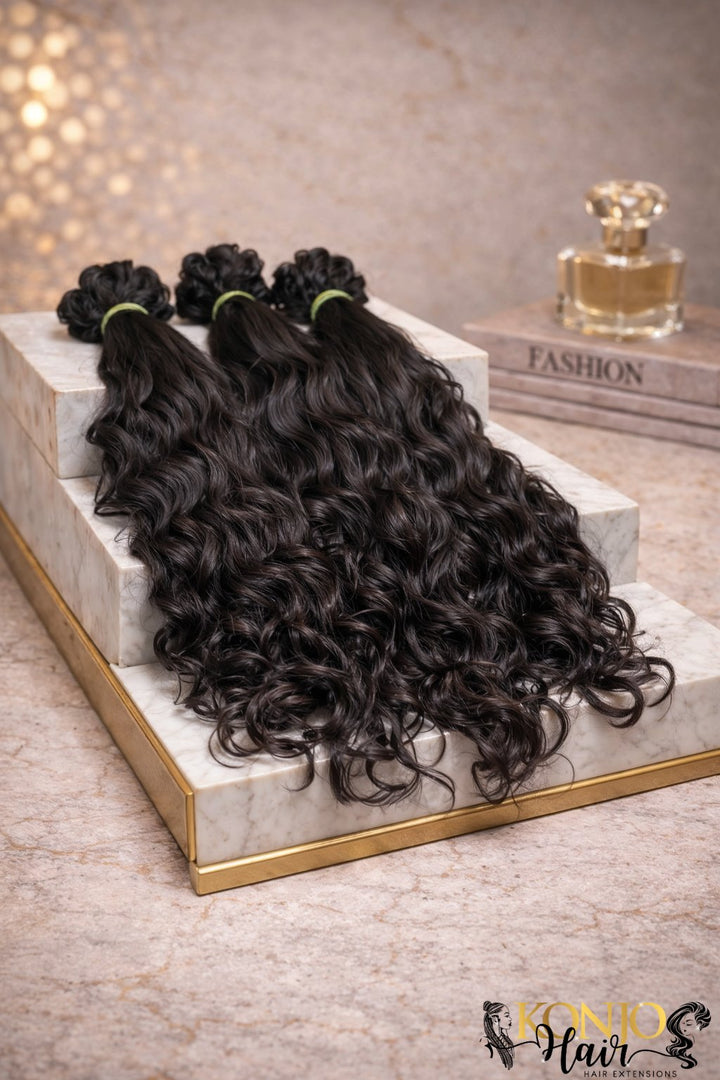 תוספות שיער גולמי -טרס הודי מתולתל עמוק