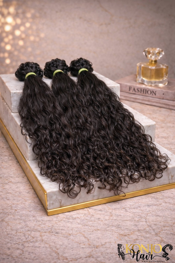 תוספות שיער גולמי - טרס הודי מתולתל עדין